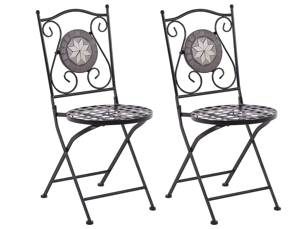 Lot de 2 chaises de jardin métal noir