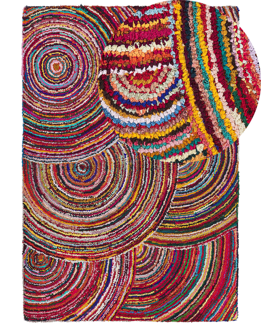 Beliani Geflochtener Teppich aus Stoff 230 x 160cm, bunt style landhaus Mehrfarbig Baumwolle