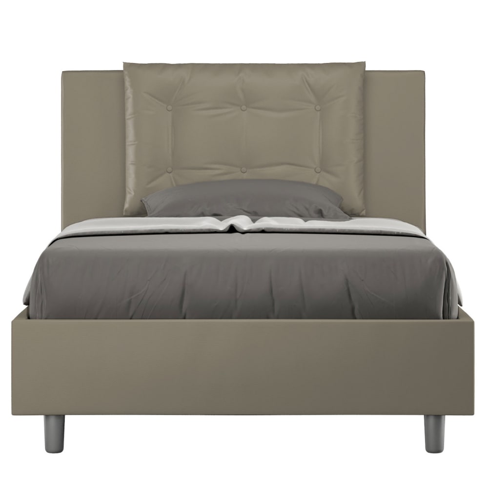 Ityhome Gepolstertes Bett mit Lattenrost 120x210 Kunstlederbezug Cappuccino style modern Braun Pvc - Polyvinlychlorid