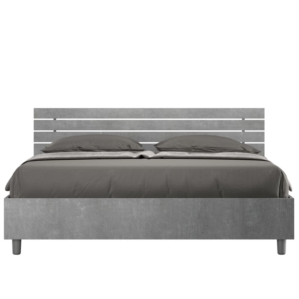 Letto matrimoniale senza rete 160x190 effetto cemento - Modello Contemporaneo - Grigio - Pannello di particelle