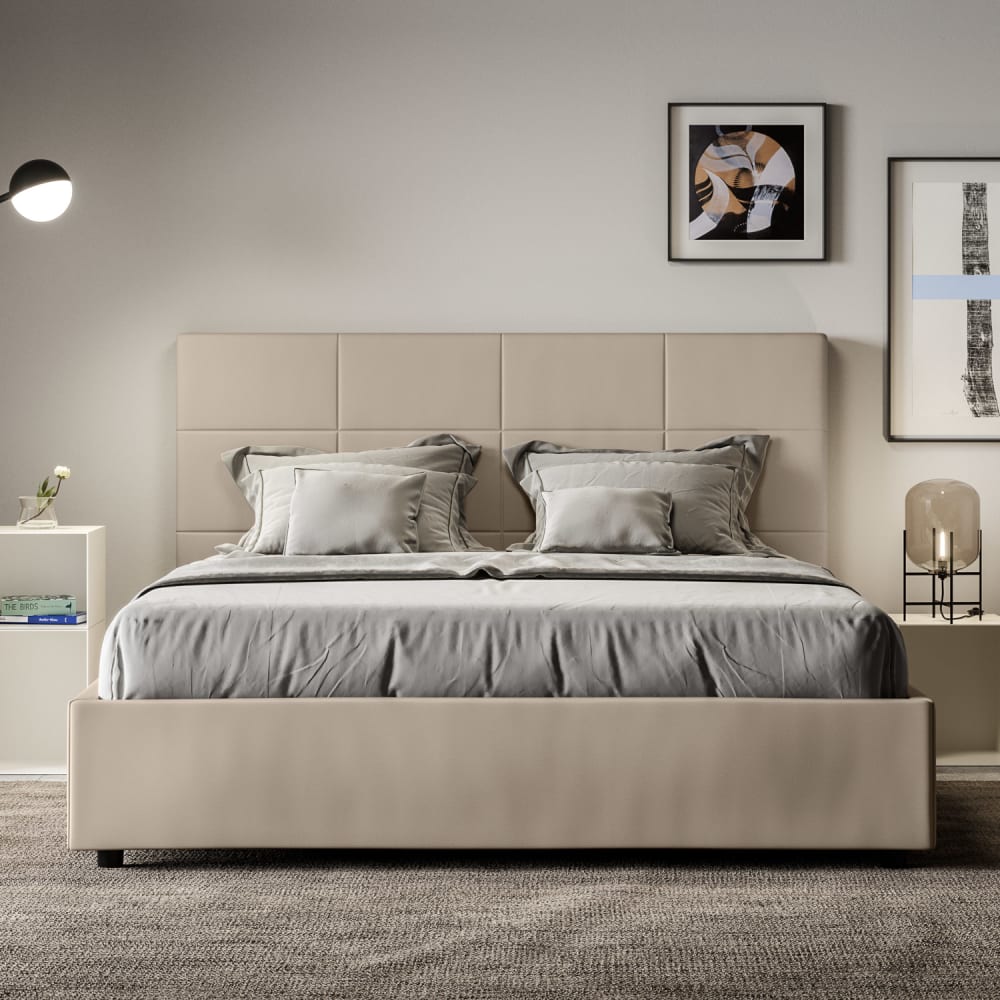 Letto matrimoniale senza rete 160x200 similpelle tortora -