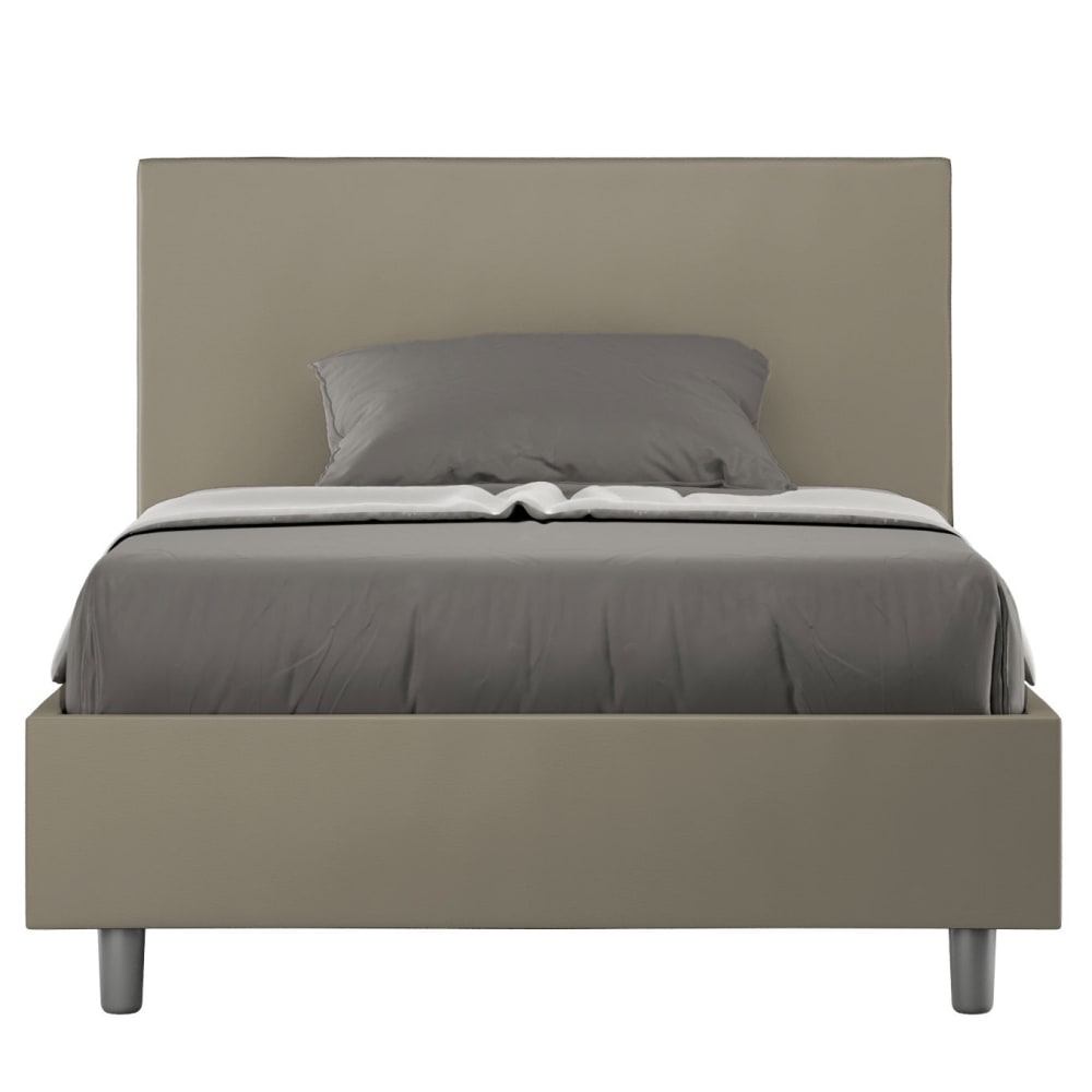 Ityhome Gepolstertes Bett ohne Lattenrost 120x190 Kunstlederbezug Cappuccino style modern Braun Pvc - Polyvinlychlorid