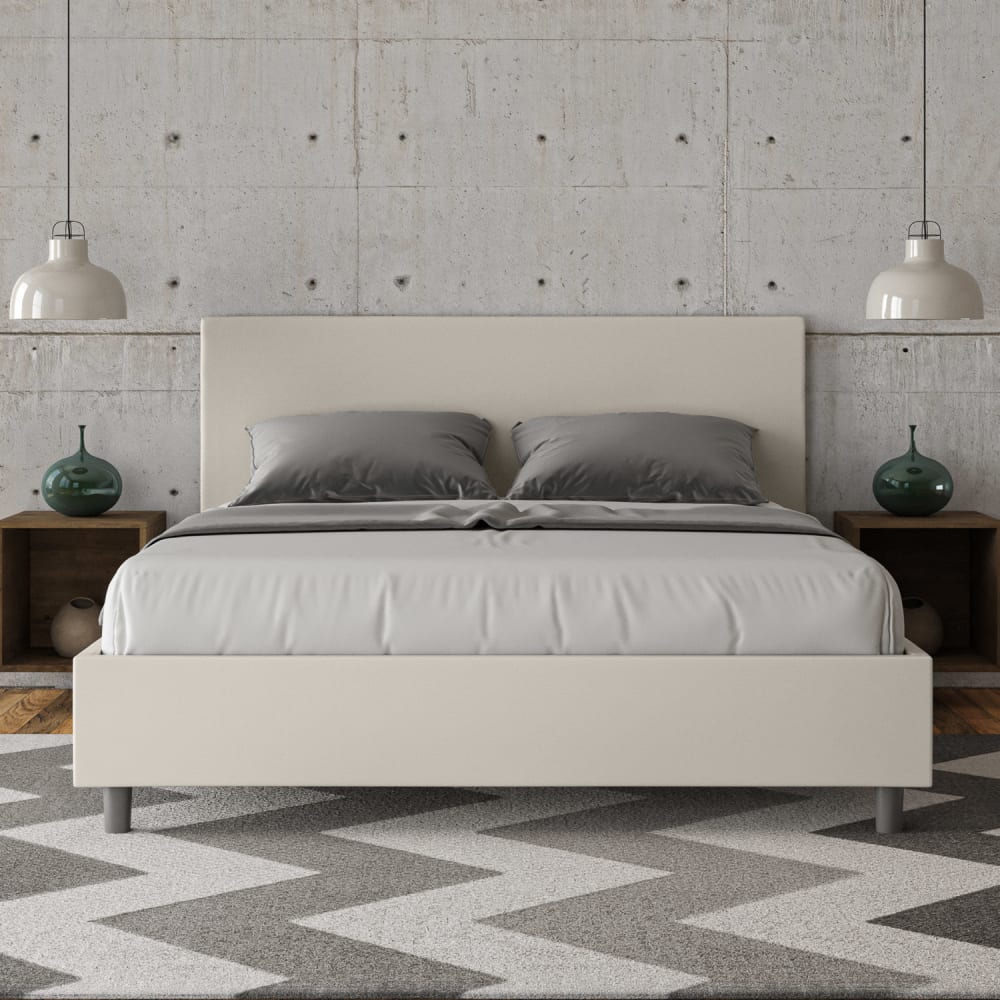 Letto matrimoniale contenitore 160x190 similpelle bianco -