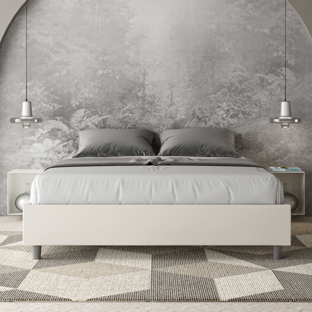 Letto matrimoniale contenitore 160x210 similpelle bianco -