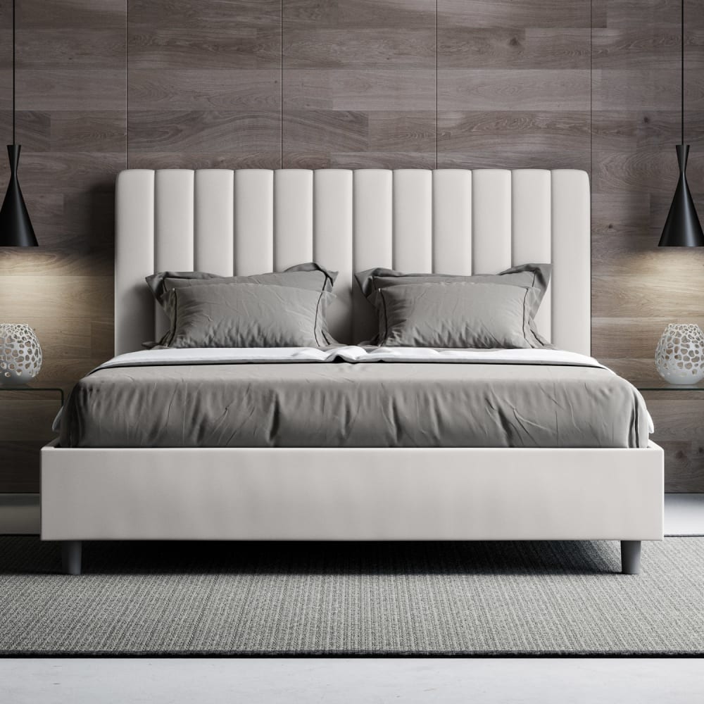 Letto matrimoniale senza rete 160x200 similpelle bianco - Ityhome