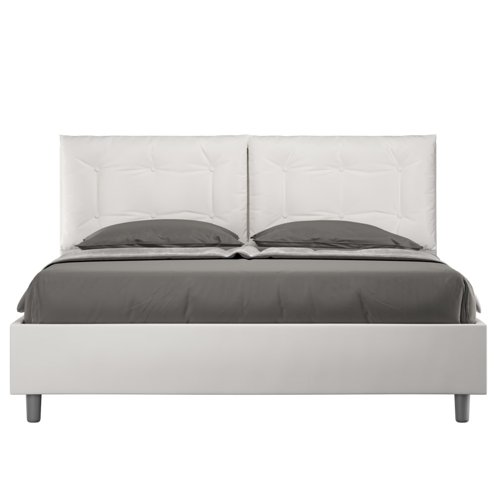 Letto matrimoniale senza rete 160x200 similpelle bianco - Modello Contemporaneo - Bianco - PVC - Cloruro di polivinile