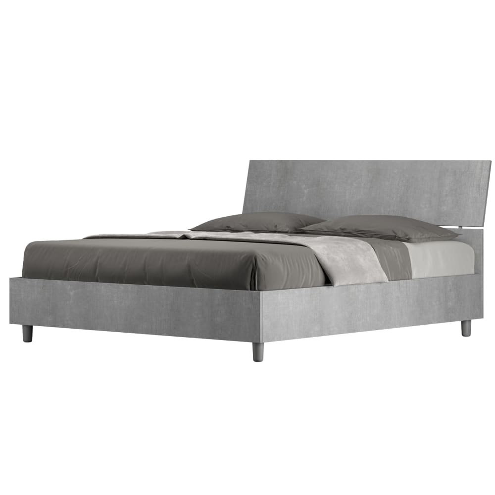 Letto matrimoniale contenitore 160x190 effetto cemento - Modello Contemporaneo - Grigio - Pannello di particelle