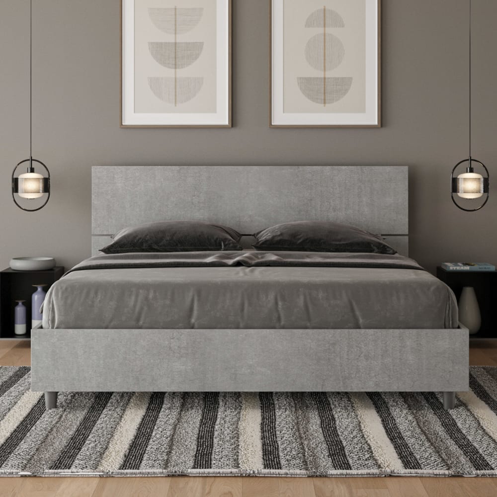 Letto matrimoniale senza rete 160x190 effetto cemento - Ityhome