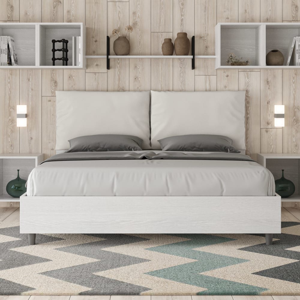 Letto matrimoniale senza rete 160x190 similpelle bianco - Ityhome