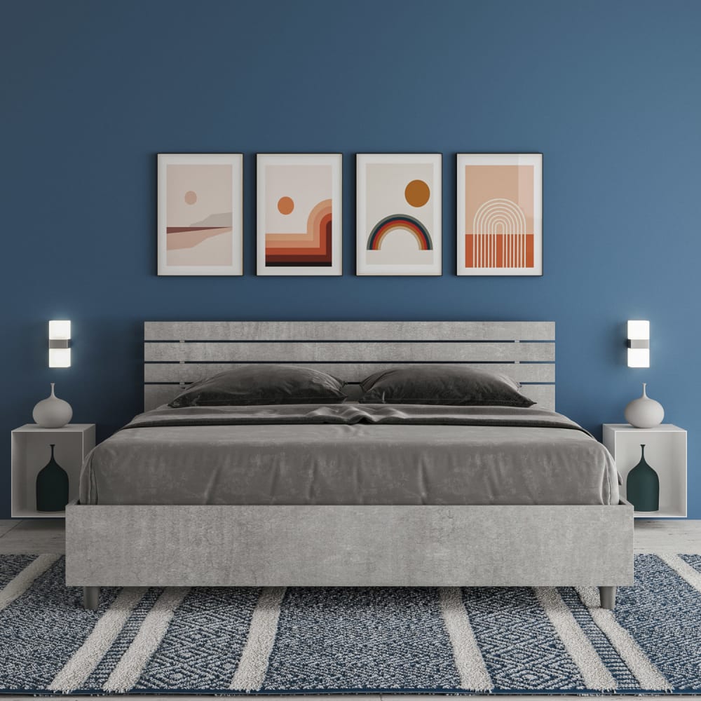 Letto matrimoniale contenitore 160x190 effetto cemento - Ityhome
