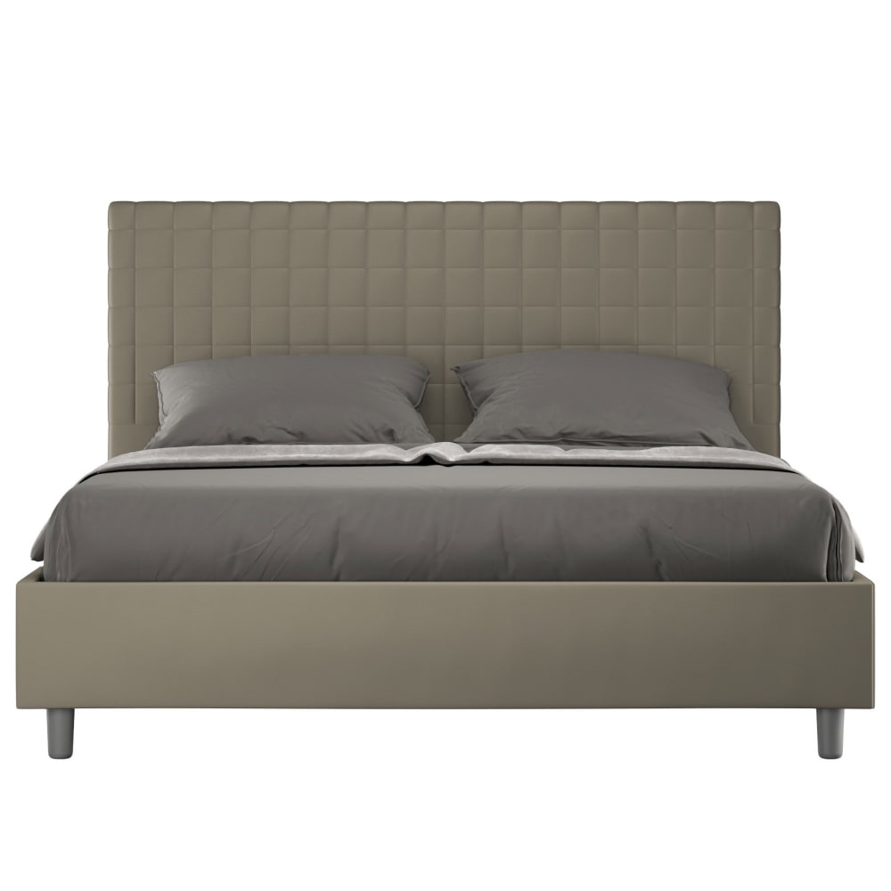 Letto matrimoniale senza rete 160x200 similpelle cappuccino - Modello Contemporaneo - Marrone - PVC - Cloruro di polivinile