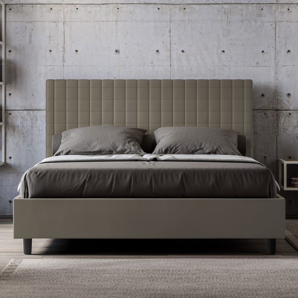 Letto matrimoniale senza rete 160x200 similpelle cappuccino -