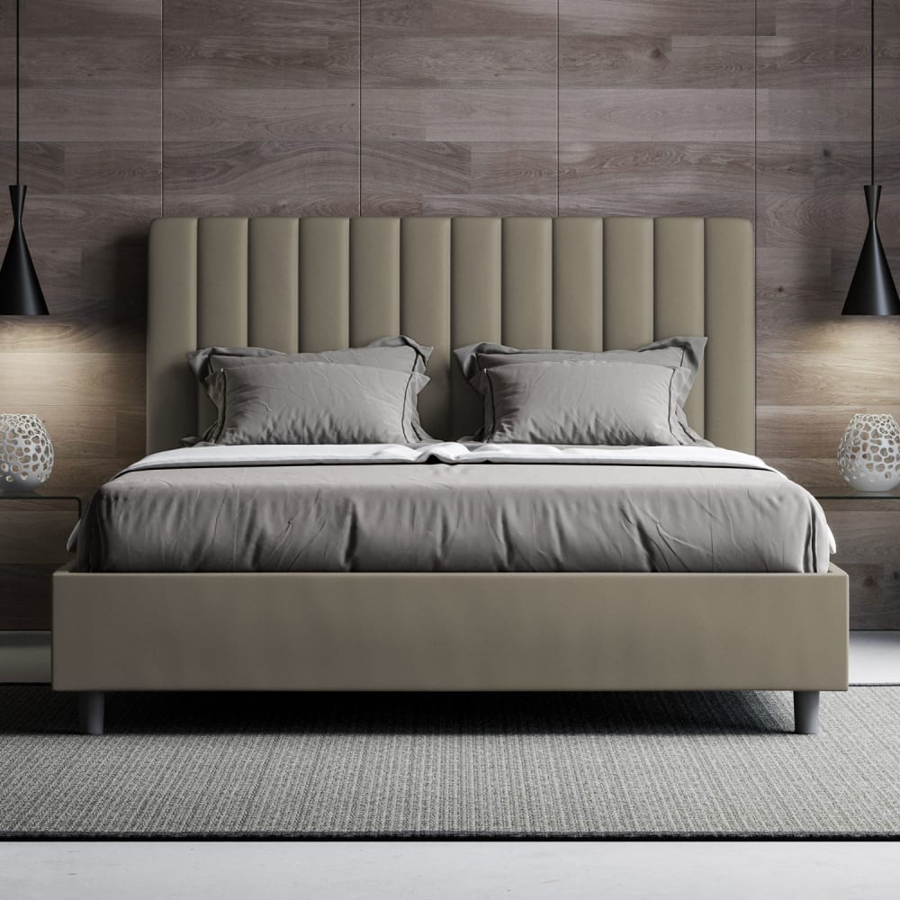 Letto matrimoniale senza rete 160x210 similpelle cappuccino -