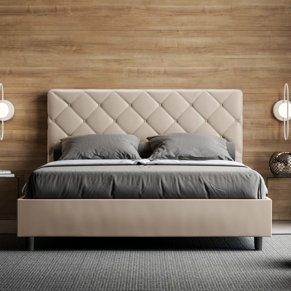 Letto matrimoniale senza rete 160x210 similpelle tortora -