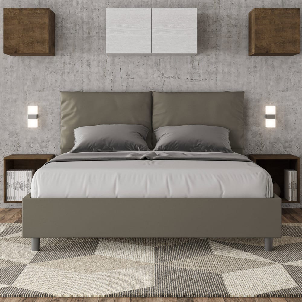 Letto matrimoniale contenitore 160x200 similpelle cappuccino -