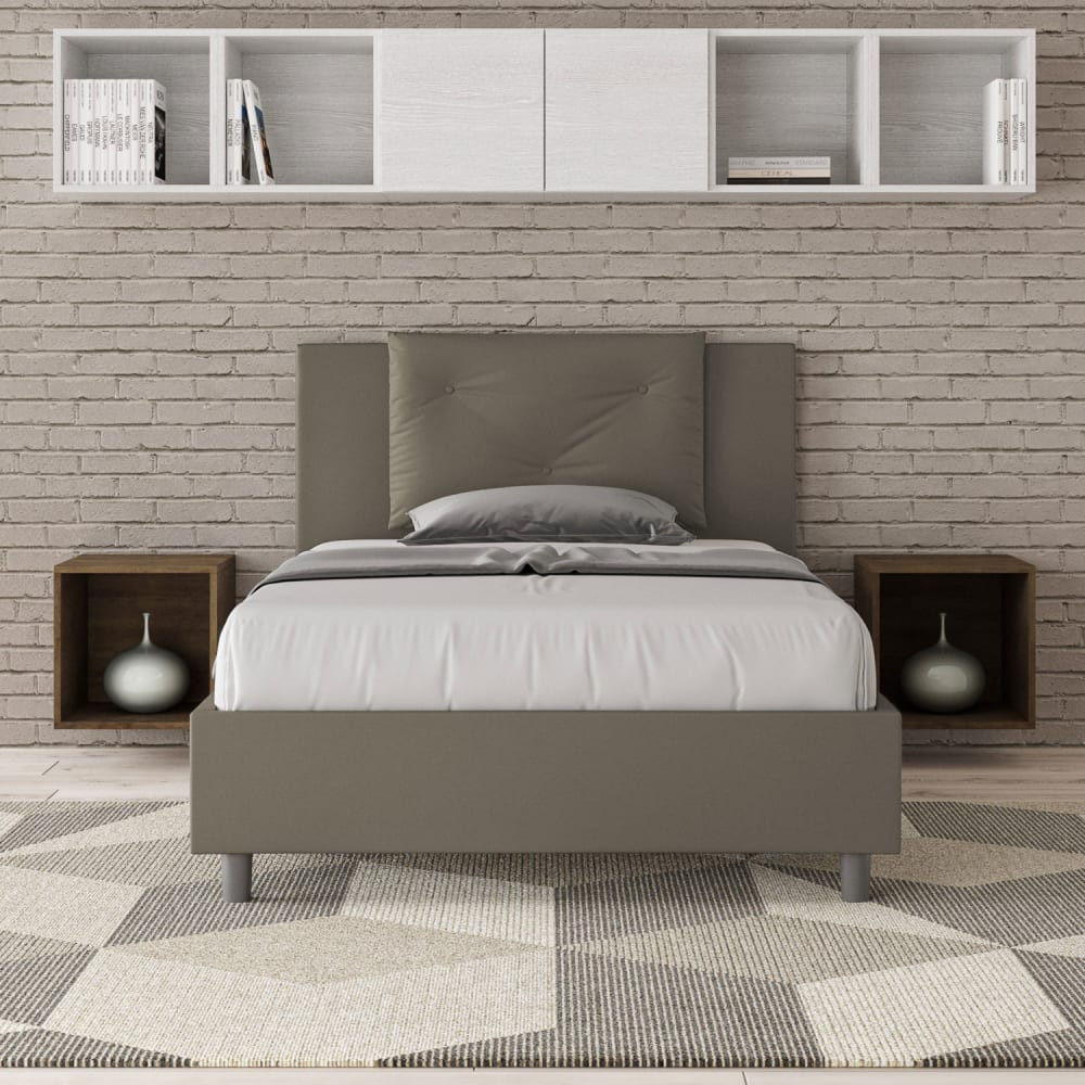 Letto una piazza e mezza senza rete 120x210 similpelle cappuccino