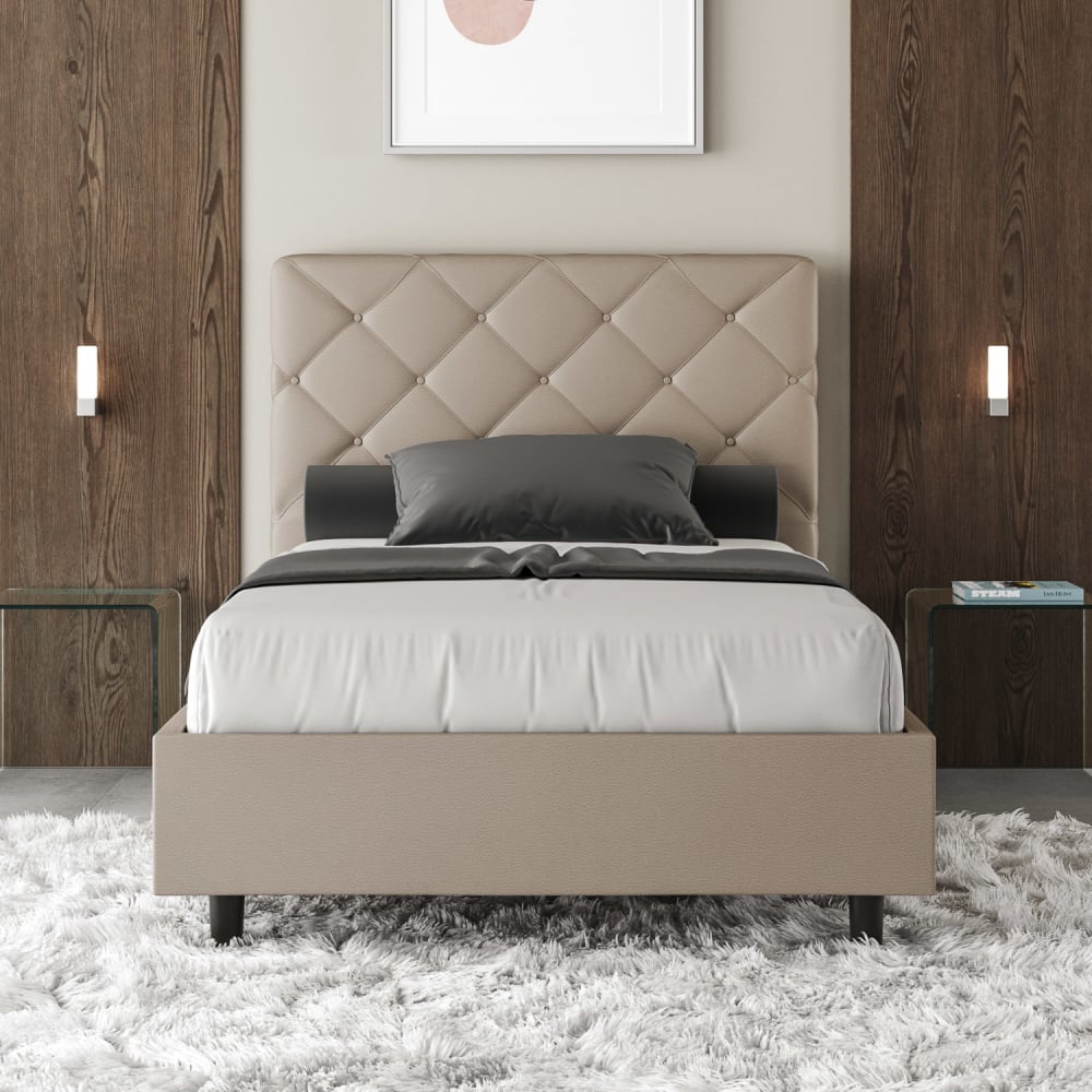 Letto matrimoniale francese senza rete 140x200 similpelle tortora