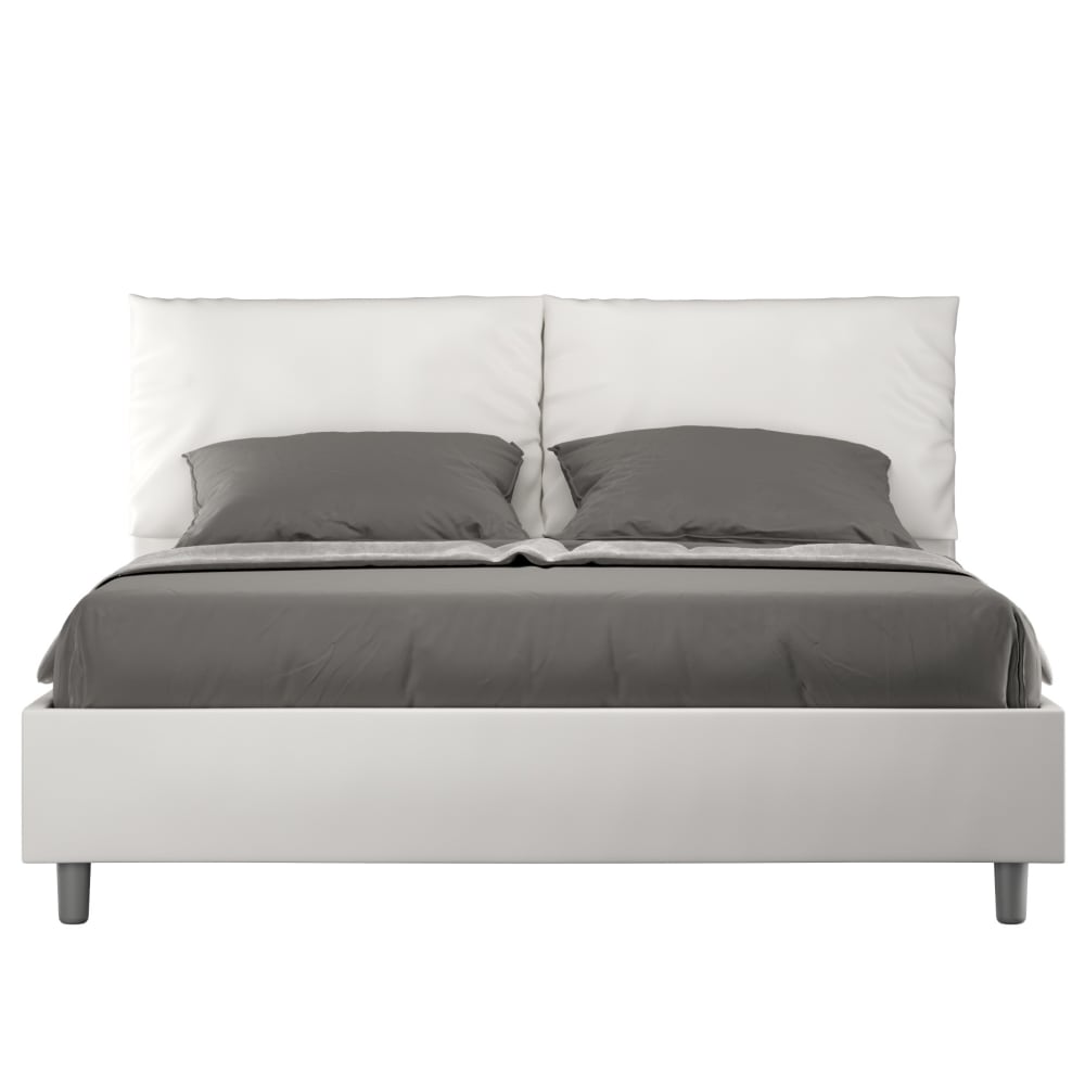 Letto matrimoniale contenitore 160x200 similpelle bianco - Modello Contemporaneo - Bianco - PVC - Cloruro di polivinile