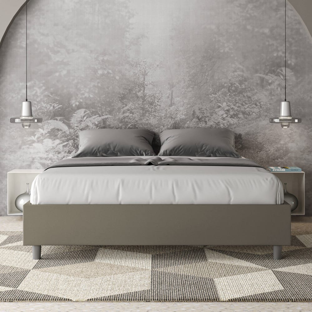 Letto matrimoniale contenitore 160x200 similpelle cappuccino -