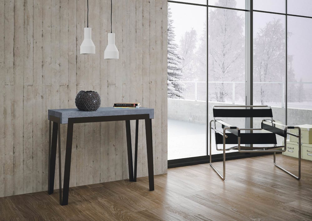 Console extensible effet béton gris 90x40/196 cm