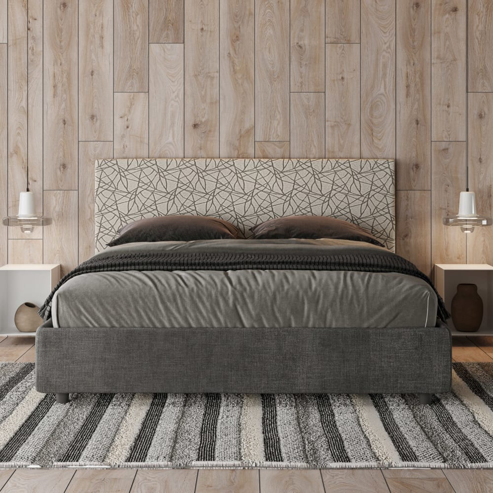 Letto matrimoniale contenitore 160x190 tessuto Era 02 grigio -