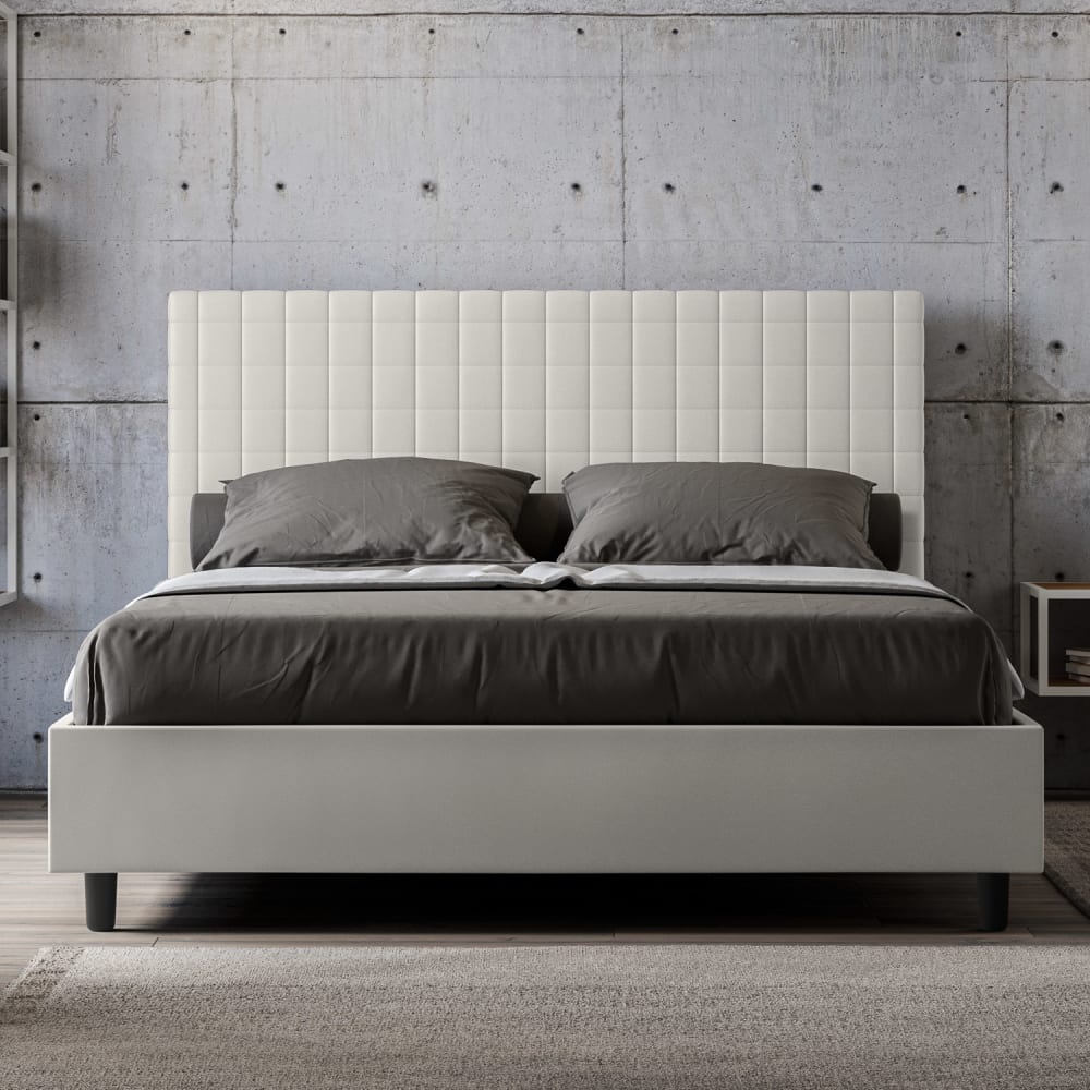 Letto matrimoniale senza rete 160x190 similpelle bianco - Ityhome