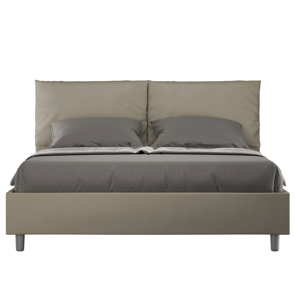 Letto matrimoniale senza rete 160x190 similpelle cappuccino - Modello Contemporaneo - Marrone - PVC - Cloruro di polivinile