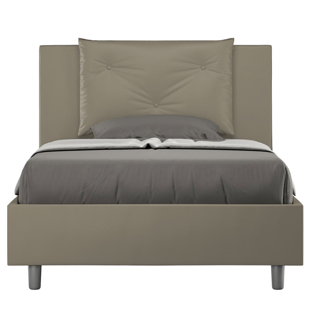 Ityhome Gepolstertes Bett mit Lattenrost 120x190 Kunstlederbezug Cappuccino style modern Braun Pvc - Polyvinlychlorid