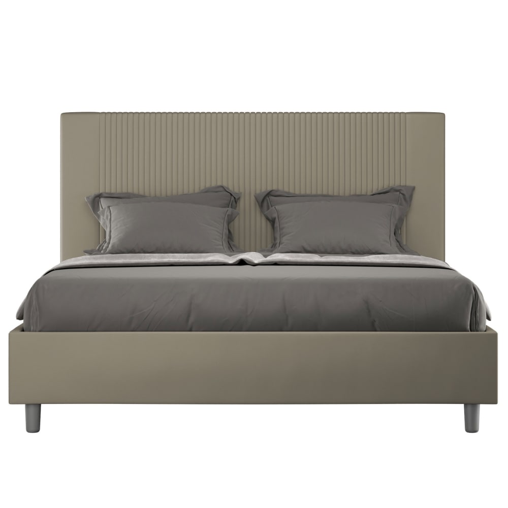 Letto matrimoniale contenitore 160x200 similpelle cappuccino - Modello Contemporaneo - Marrone - PVC - Cloruro di polivinile