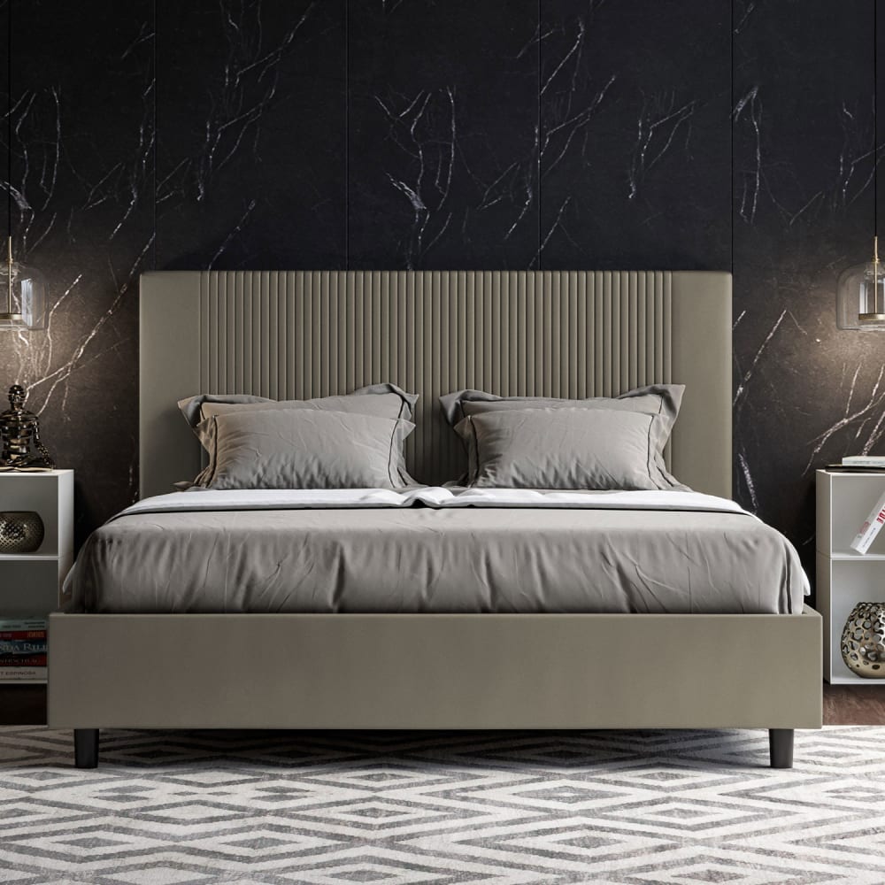 Letto matrimoniale senza rete 160x200 similpelle cappuccino -