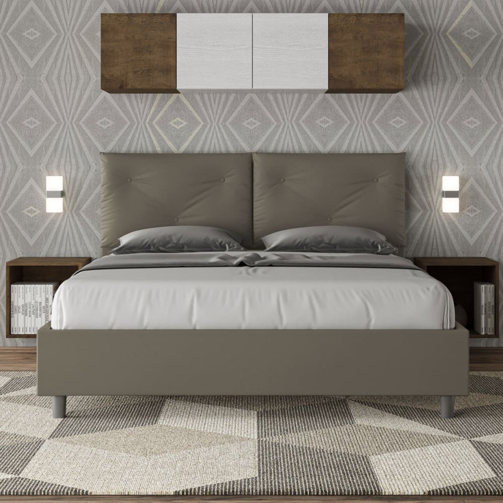Letto matrimoniale senza rete 160x200 similpelle cappuccino -