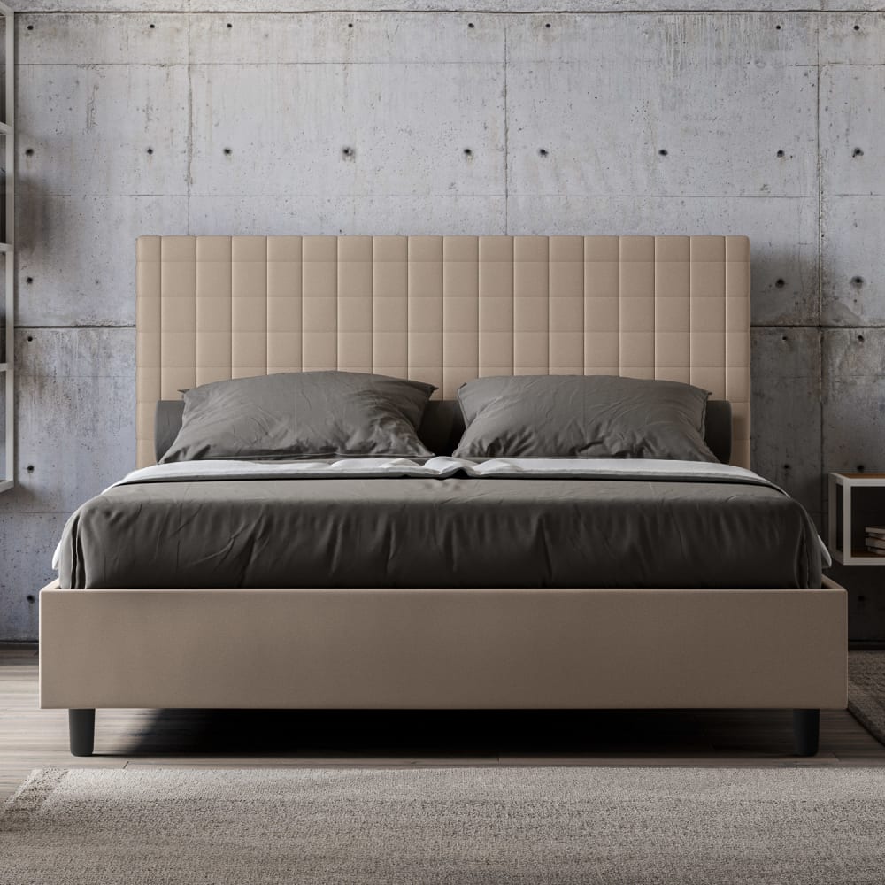 Letto matrimoniale con rete 160x200 similpelle tortora - Ityhome