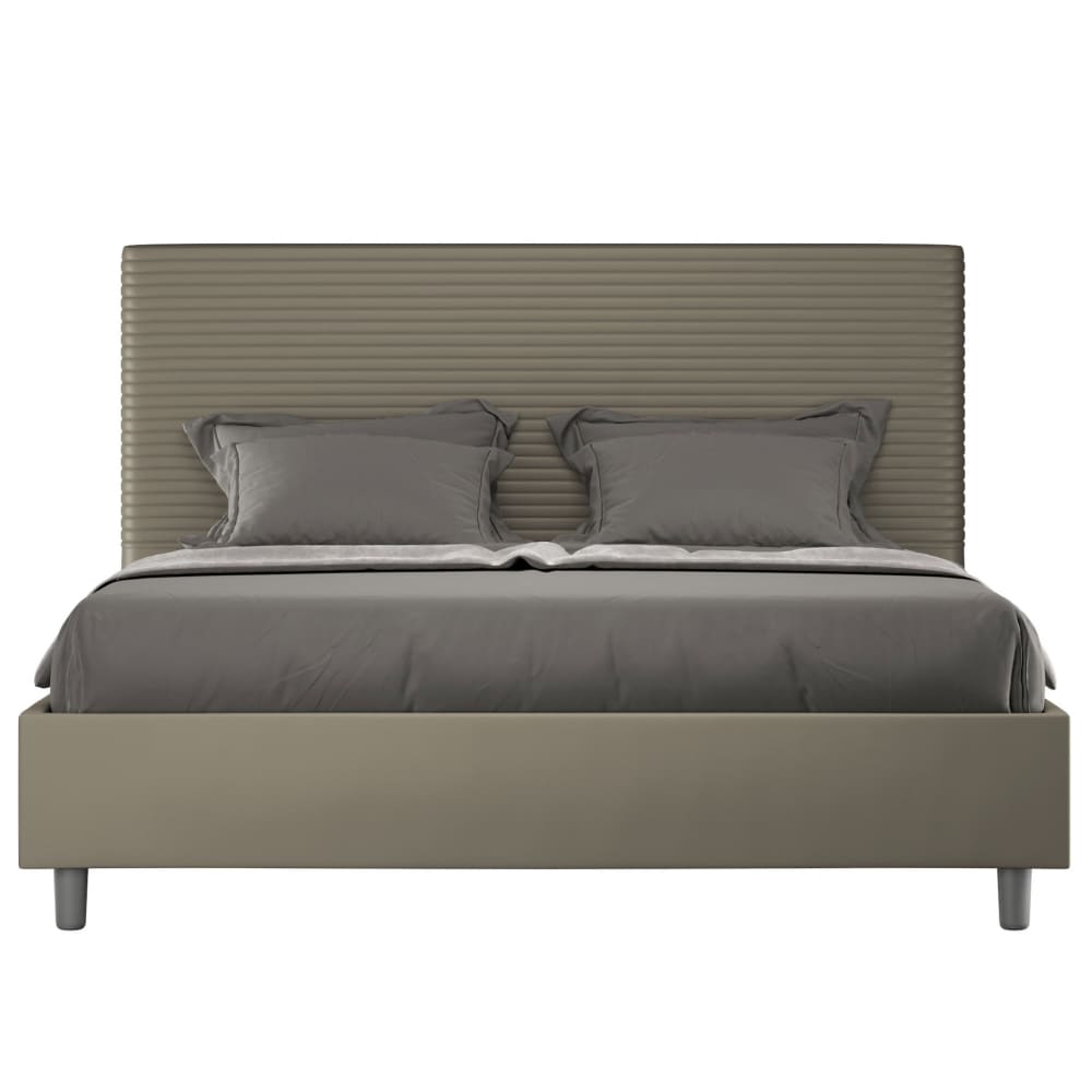 Letto matrimoniale senza rete 160x210 similpelle cappuccino - Modello Contemporaneo - Marrone - PVC - Cloruro di polivinile