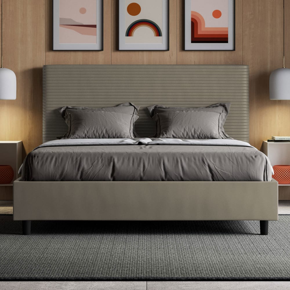 Letto matrimoniale senza rete 160x210 similpelle cappuccino -