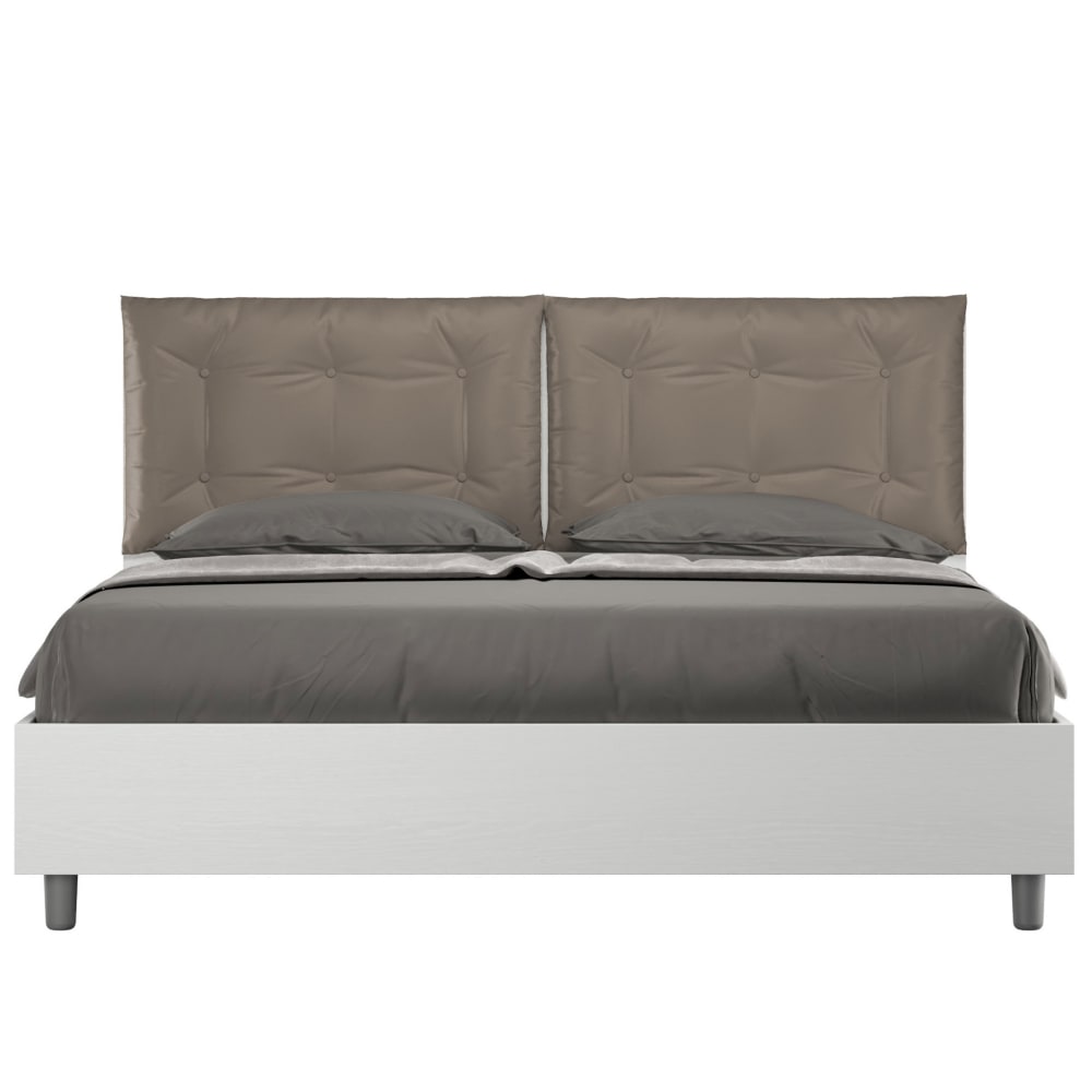 Letto matrimoniale contenitore 160x190 similpelle cappuccino - Modello Contemporaneo - Marrone - Pannello di particelle