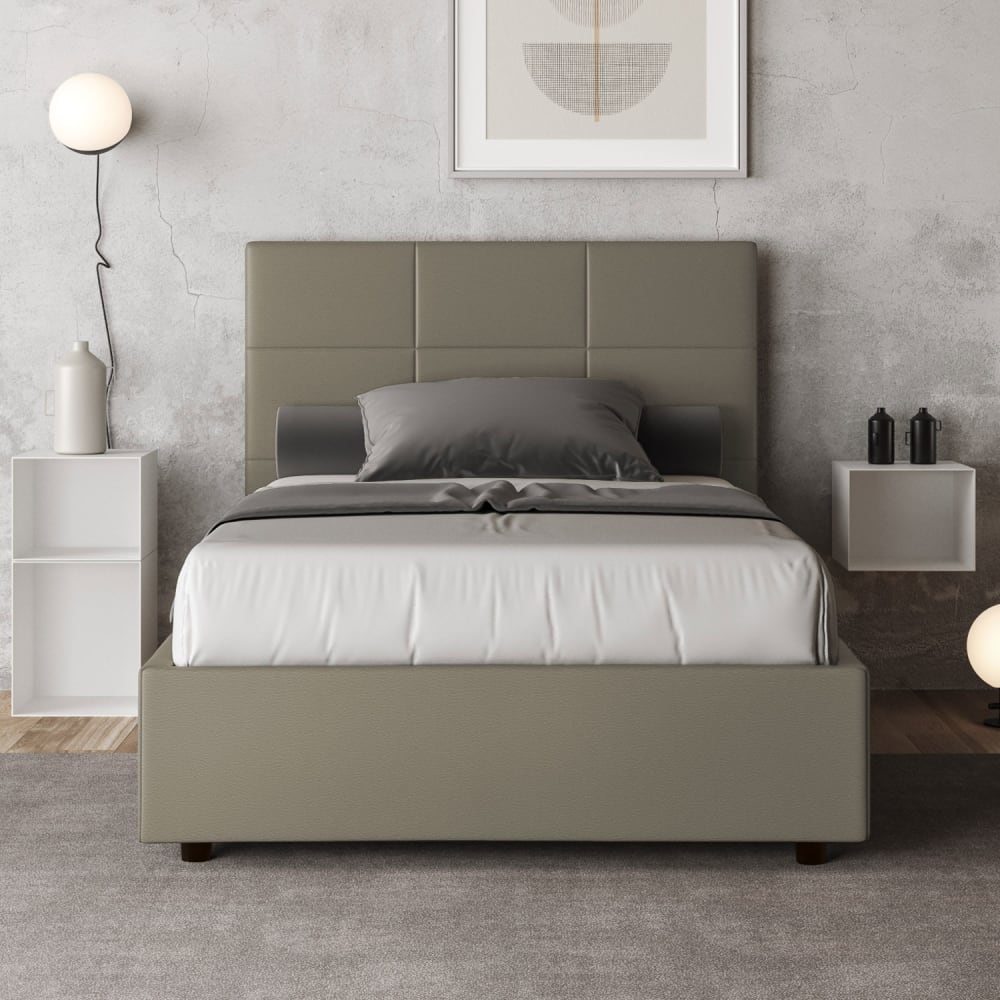 Letto una piazza e mezza senza rete 120x200 similpelle cappuccino