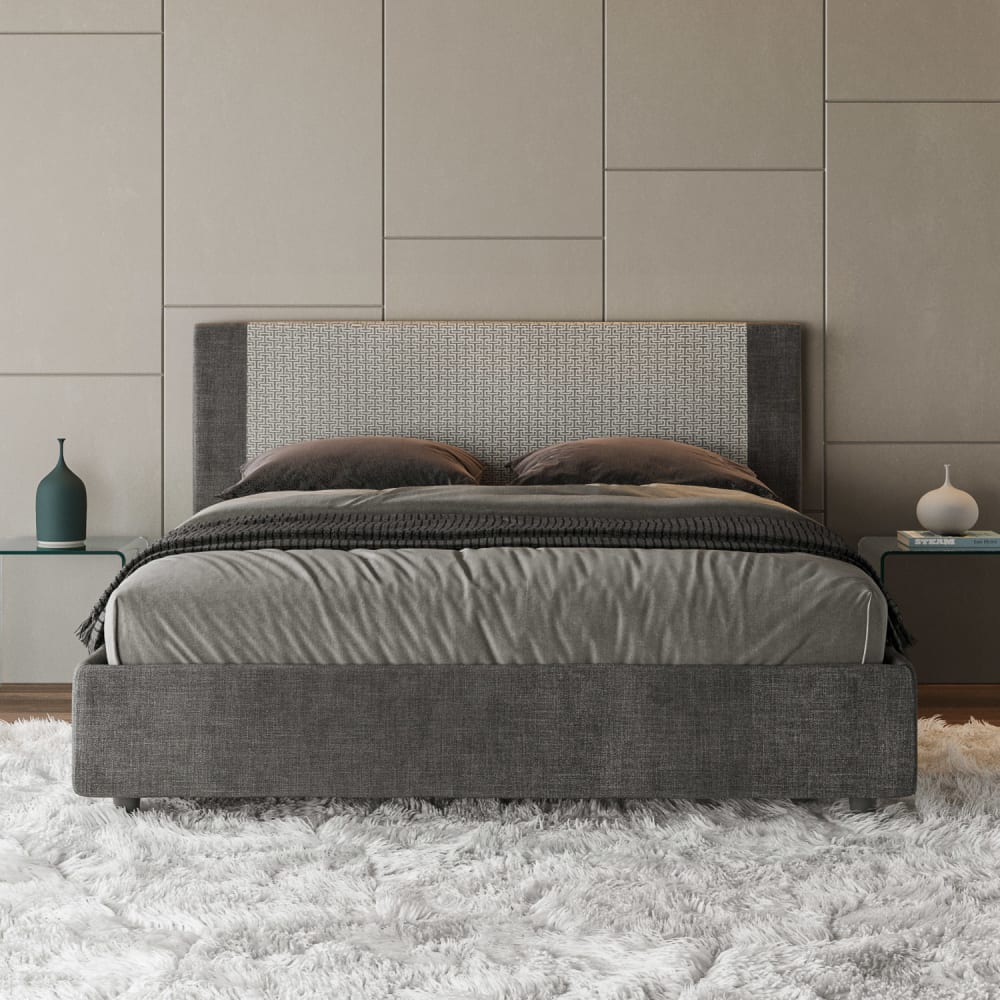 Letto matrimoniale senza rete 160x190 tessuto Labirinto 02 grigio