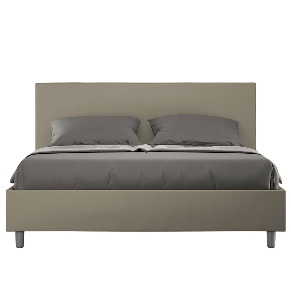 Letto matrimoniale senza rete 160x210 similpelle cappuccino - Modello Contemporaneo - Marrone - PVC - Cloruro di polivinile