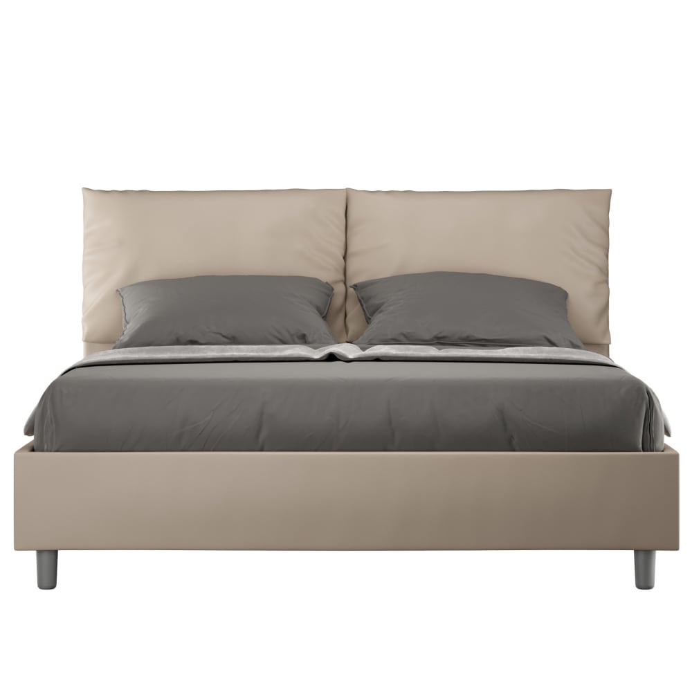 Letto matrimoniale contenitore 160x190 similpelle tortora - Modello Contemporaneo - Talpa - PVC - Cloruro di polivinile
