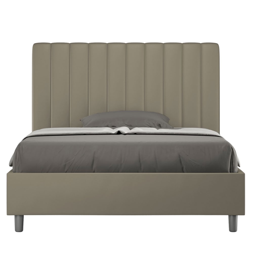 Lit coffre rembourré 120x210 similicuir cappuccino