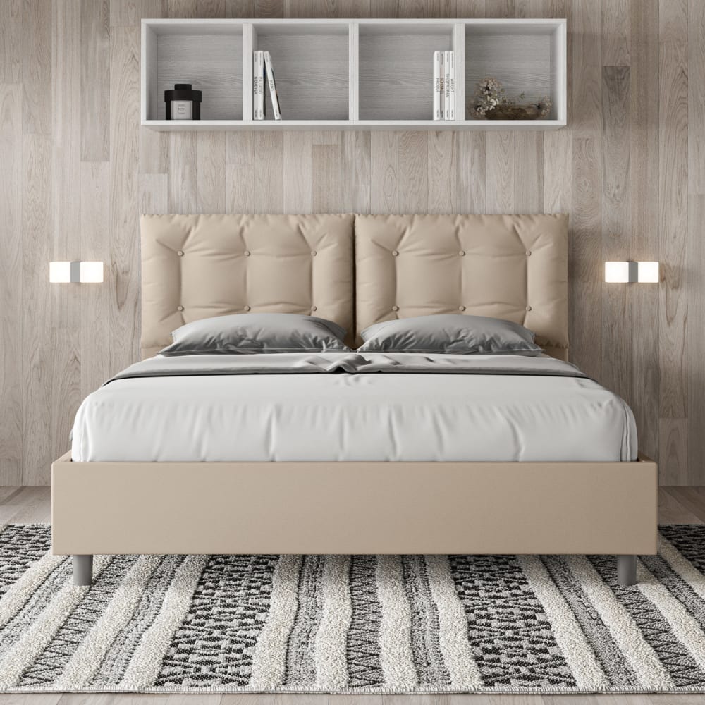 Letto matrimoniale senza rete 160x210 similpelle tortora -