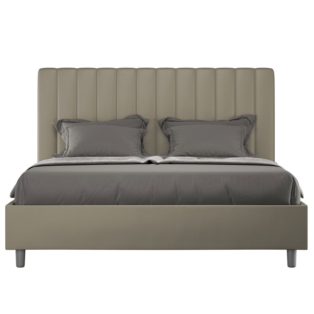 Lit coffre rembourré 160x190 similicuir cappuccino