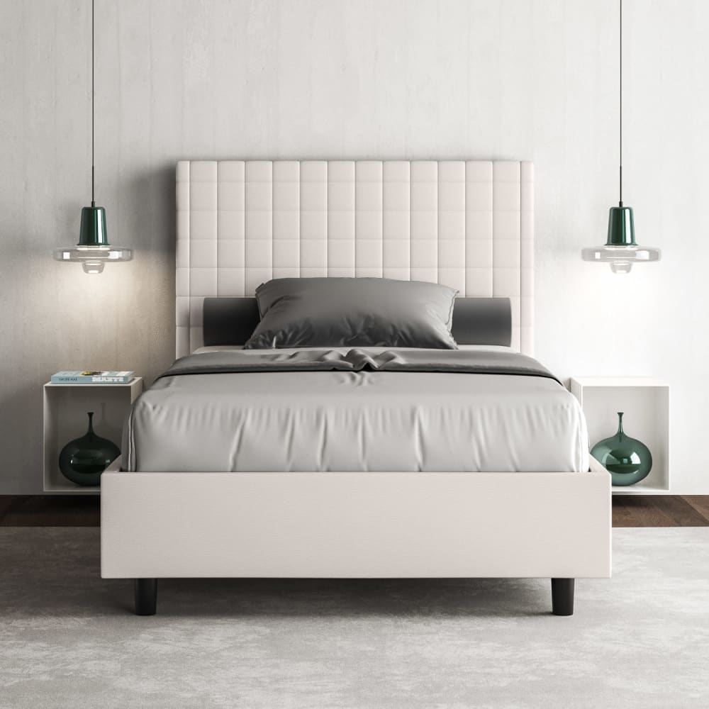 Lit sans sommier rembourré 120x190 similicuir blanc