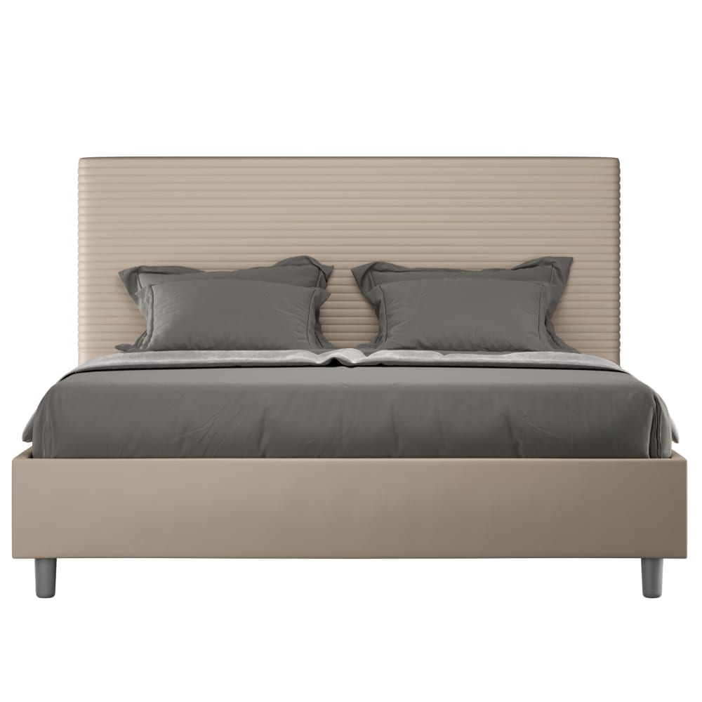 Letto matrimoniale senza rete 160x190 similpelle tortora - Modello Contemporaneo - Talpa - PVC - Cloruro di polivinile