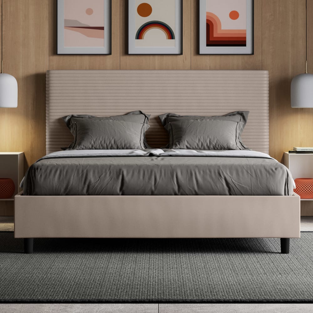 Letto matrimoniale senza rete 160x190 similpelle tortora -