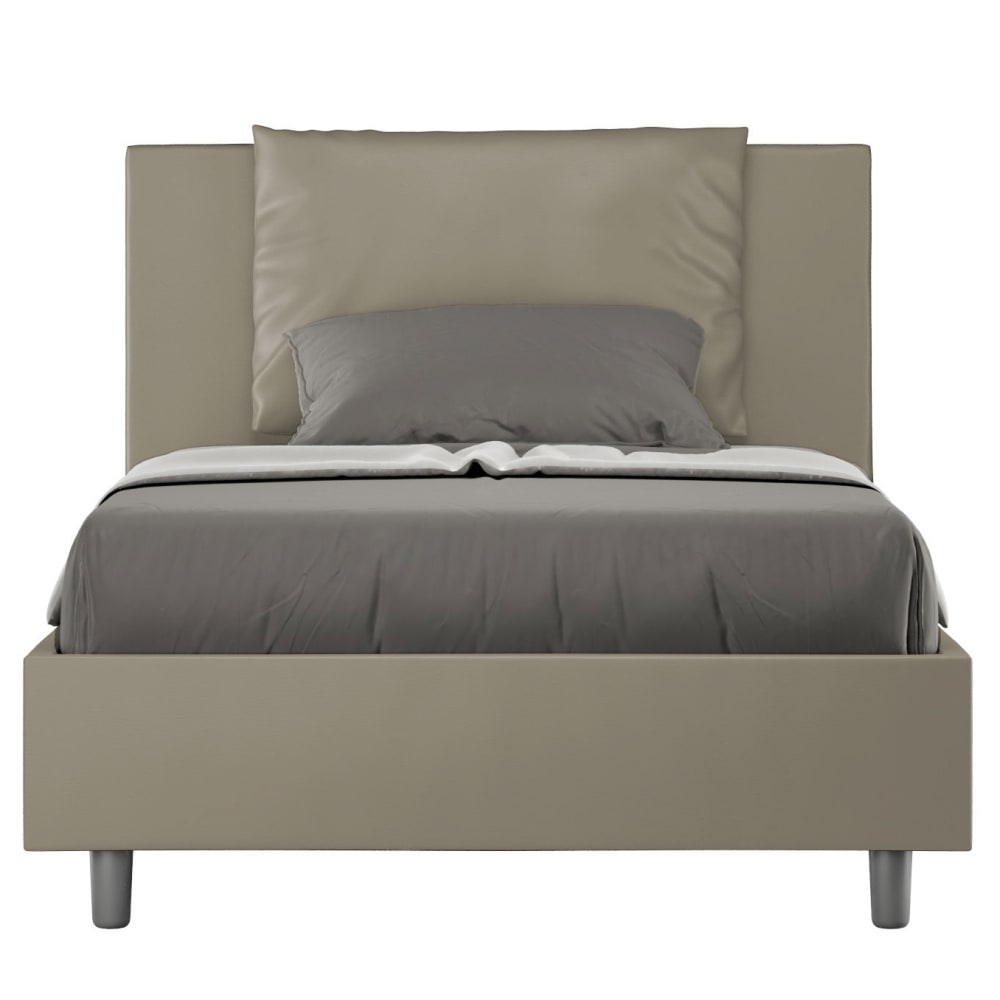 Ityhome Gepolstertes Bett mit Bettkasten 120x190 Kunstlederbezug Cappuccino style modern Braun Pvc - Polyvinlychlorid