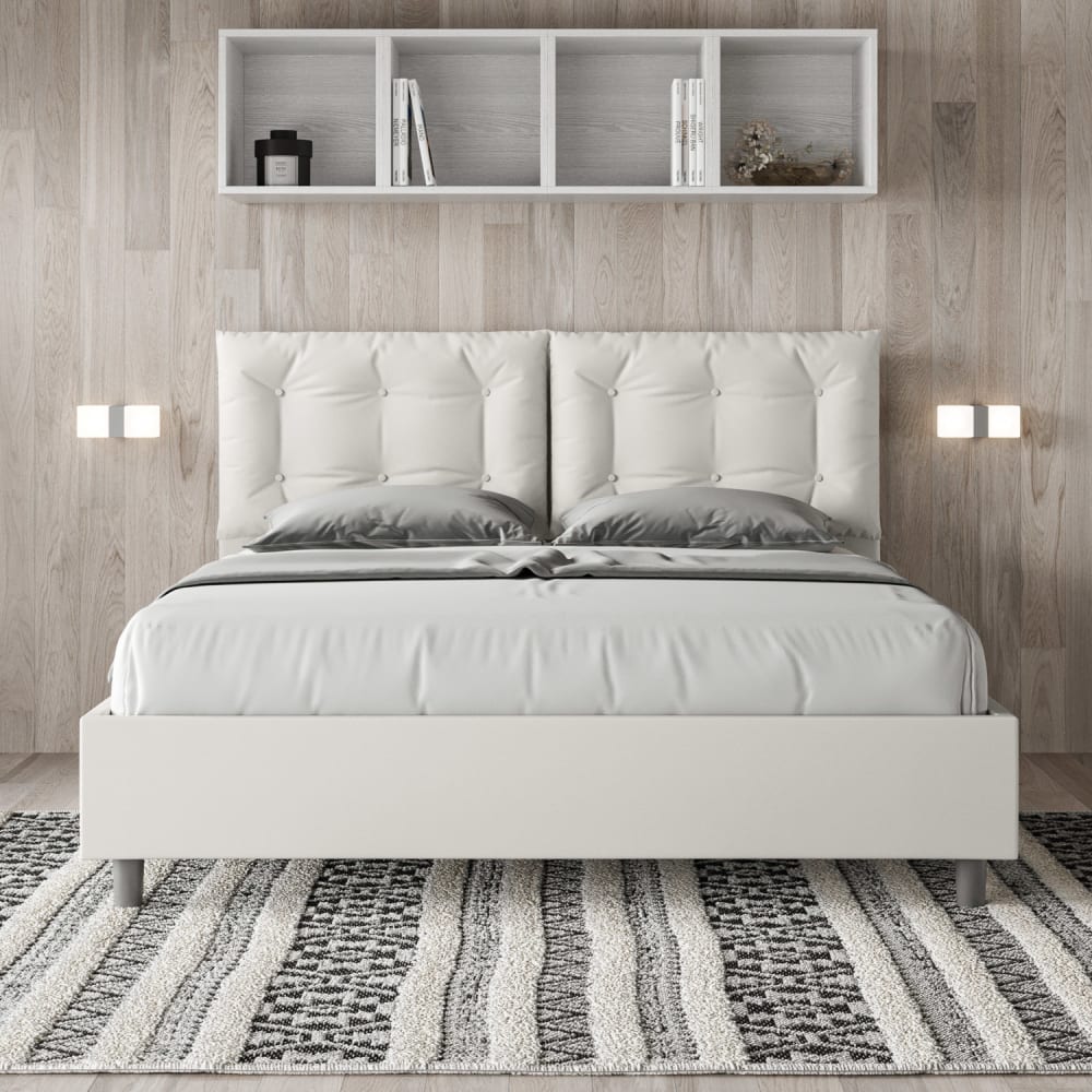 Letto matrimoniale senza rete 160x190 similpelle bianco - Ityhome