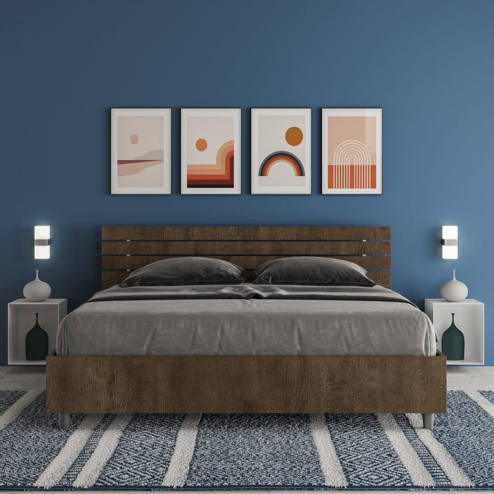 Letto matrimoniale contenitore 160x190 effetto legno noce -