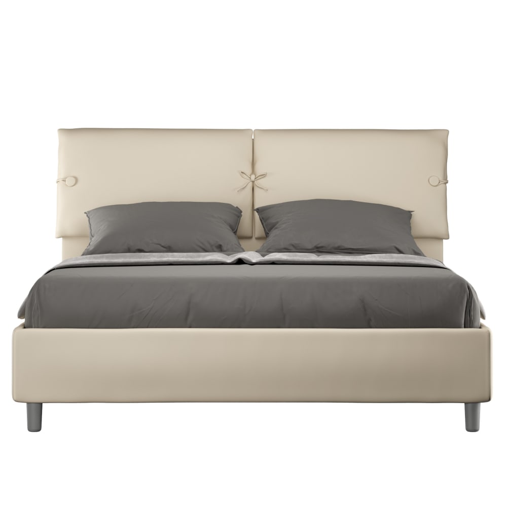 Letto matrimoniale contenitore 160x190 similpelle tortora - Modello Contemporaneo - Talpa - PVC - Cloruro di polivinile