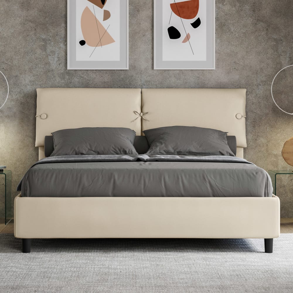 Letto matrimoniale contenitore 160x190 similpelle tortora -